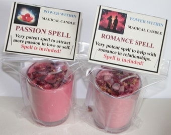 Passion Candle, Romance Candle, Attract more Passion, Bring more Romance, Potent Spells, Herbal Candle, Crystal Candle, Intention Candle.