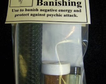 Spell Kits, Wiccan Ritual Supplies, Attract Prosperity,  Success, Banishing, Charged Bee's Wax Candles, Essential Oils,  Powdered Incense.