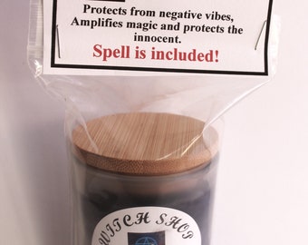 Protection Candle, Removes Bad Energy, Obsidian Crystals, Spell Candle, Power Candle, Crystal Candle, Intention Candle.