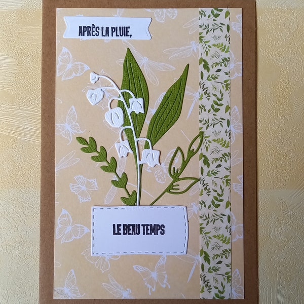 Carte Premier Mai , Carte Proverbe , Carte Printemps , Carte Scrapbooking