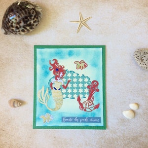 Carte maritime Sirène et Encre faite main carte scrapbooking