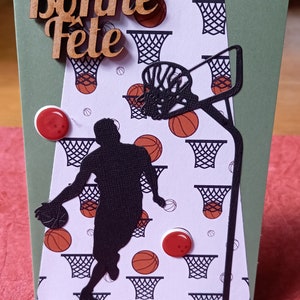 Carte Bonne Fête Thème Basket Ball.  Carte Sport. Carte Scrapbooking