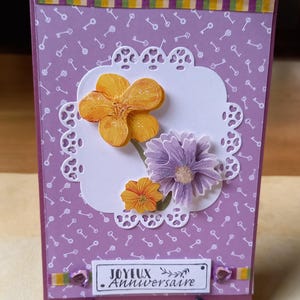 Carte fleurs Joyeux Anniversaire , carte scrapbooking