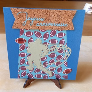 Carte Joyeux Anniversaire thème sport /rugby.Carte scrapbooking