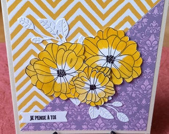 Flowers Card, Spring Card, I'm Thinking of You Card, Scrapbooking Card