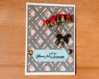 Card Bouquet of flowers Happy Mother's Day, scrapbooking card