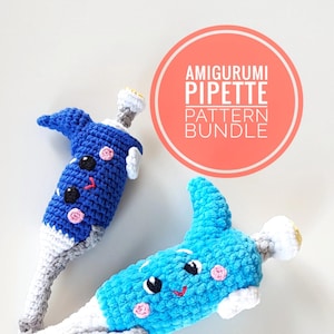 Laboratory pipette crochet Pattern Bundle, Realistic micropipettes plushie pattern bundle, Crochet micropipette, amigurumi STEM