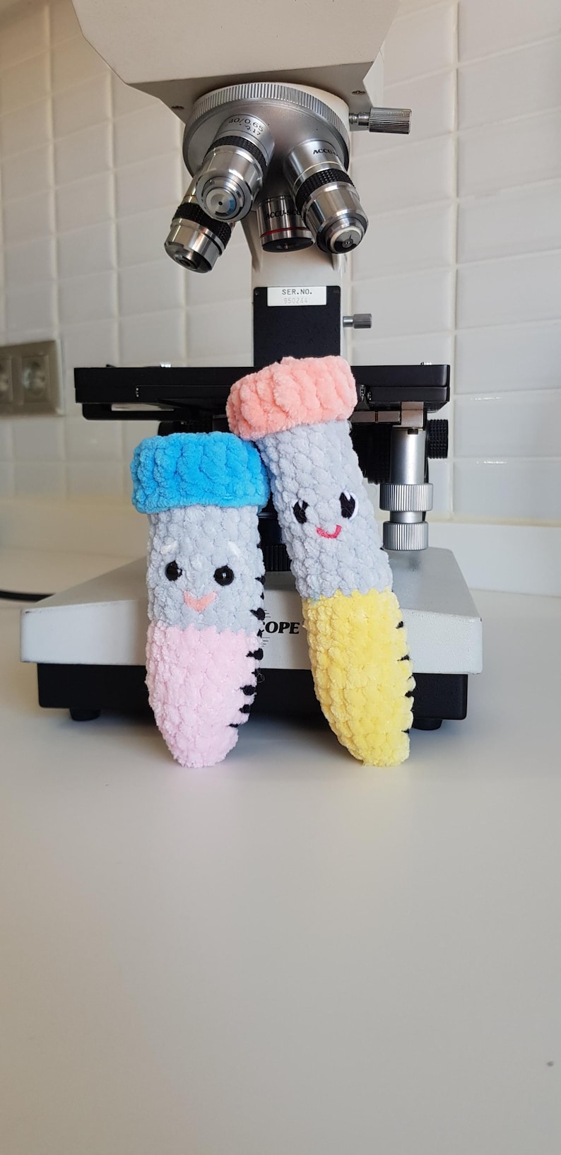 Plush Microscope Amigurumi Lab Bundle, Micropipette and Centrifuge Tubes Crochet ...