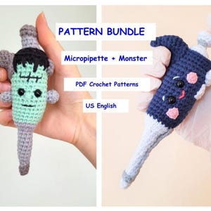 Micropipette & Monster Pipette Crochet Pattern Bundle, Amigurumi Science Lab Toys, PDF Download DIY Crochet Gift for Scientists