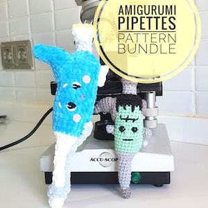 Micropipette Plush + Monster Pipette Crochet Pattern Set Amigurumi Science Lab PDF