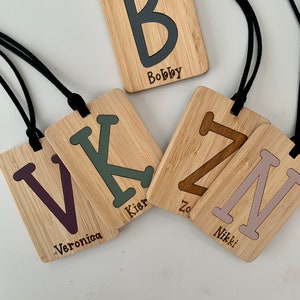 Personalised Wooden School Bag Lunch Bag Label Inlaid Acrylic Book Bag Tag Keyring Class Gifts Custom Child Keychain Back to School