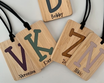 Personalised Wooden School Bag Lunch Bag Label Inlaid Acrylic Book Bag Tag Keyring Class Gifts Custom Child Keychain Back to School