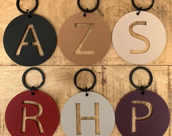 Personalised Initial Keyring, Round Custom Tag, School Bag Keychain, Class Gifts, Party Favours