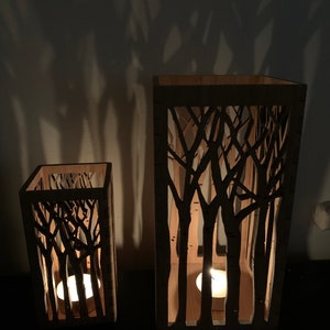 Personalised Wooden Lantern Candle Holder Forest Tree Tea Light Holder Laser cut Mothers Day Birthday New Home Housewarming Gift Vase image 4