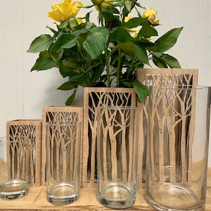 Glass Cylinder Vase inserts - Add on to our tall Wooden personalised tea light holders
