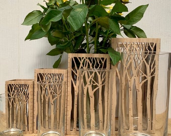 Glass Cylinder Vase inserts - Add on to tall Wooden personalised tea light holders