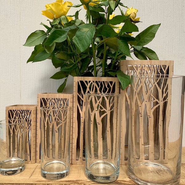 Zylindervase aus Glas – als Ergänzung zu personalisierten Teelichthaltern aus Holz