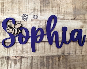 Personalised Name Sign: Laser Cut Wood, Nursery Decor, Children's Bedroom Wall Art