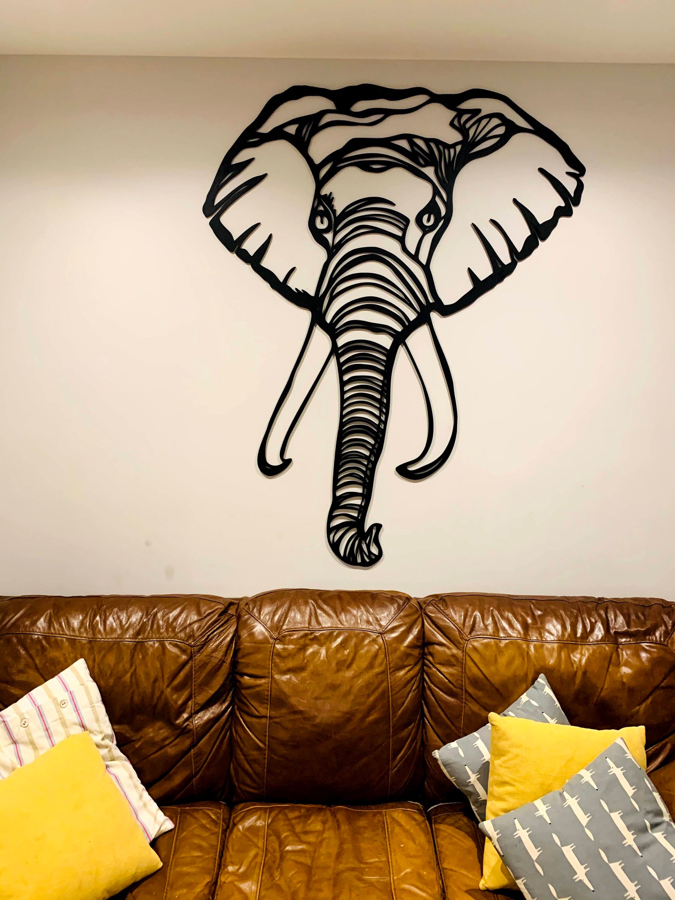 Large Elephant Head Wall Art Hanging Decor Laser Cut Etsy