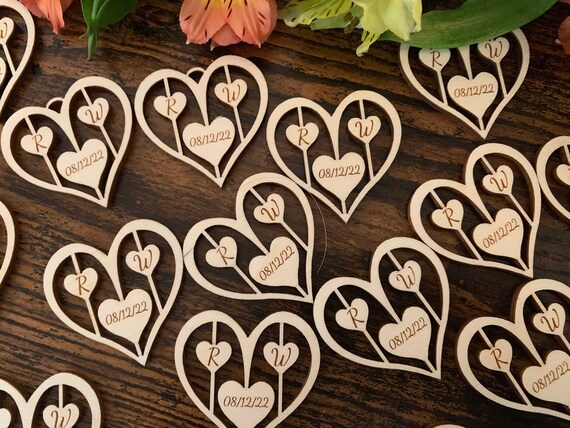 Rustic Wood Heart Confetti For Weddings - Engraved Zambia