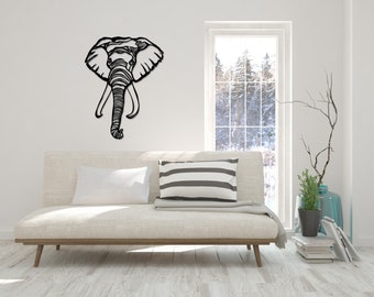 Wooden Elephant Head Wall Art, Laser Cut Safari Animal Decoration