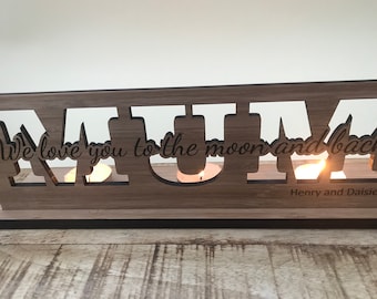 Personalised Wooden Tea Light Holder, Engraved Home Decor Gift