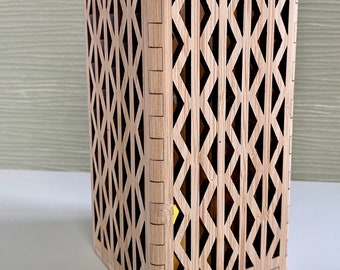 Personalised Wooden Tea Light Holder Lantern – Geometric design