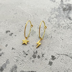 Lightning bolt & Star hoops