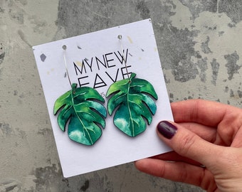 Monstera Leaf hoop earrings