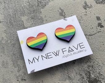 Rainbow pride heart earrings