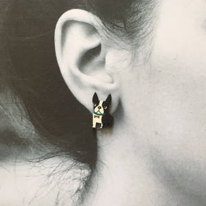 Boston Terrier wooden Earrings image 3