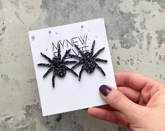 Halloween spider hoop earrings