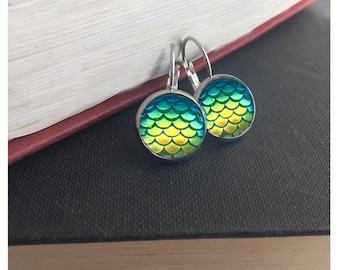 Mermaid scale dangle earrings