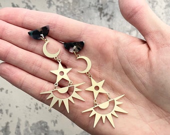 Star moon Dangle earrings