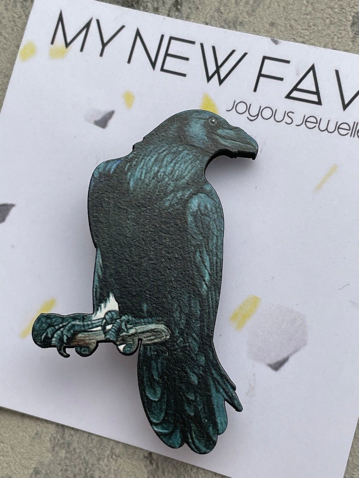 Wooden Raven Brooch - Etsy