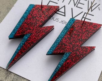 acrylic ziggy lightning bolt earrings