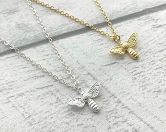 Gold or Silver plated small Bee Necklace