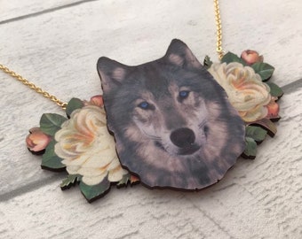 Wooden Wolf Necklace