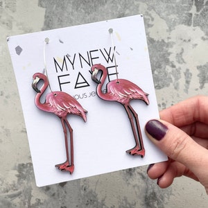 Tropical Flamingo hoop earrings
