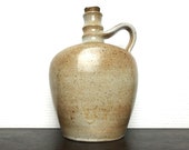 40s french stoneware bottle French flecked sandstone urn pitcher Rustic french farm decor
