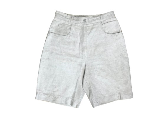 90s high waisted oatmeal linen shorts / High rise