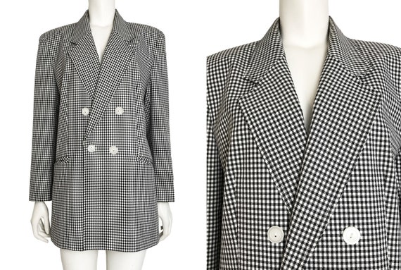80s houndstooth double breasted blazer / Oversized