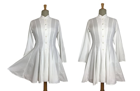 Kenzo white cotton tunic / 80s Kenzo long flare bl