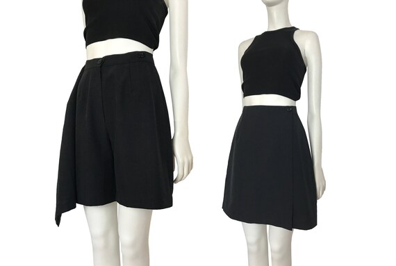 90s high waisted black skort / Simple high rise bl