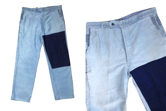 40s moleskine patchwork french chore trousers / 19