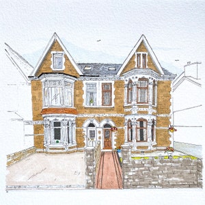 Custom made A5 house portrait in pen and ink. Personalised. image 2