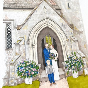 Custom made A4 wedding venue portrait in pen and ink. Personalised. image 1