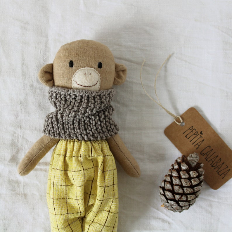 Whimsical and delightful organic stuffed handmade monkey doll by Pepita Calabaza on Etsy. Come discover Handmade Decor and Unique Finds from Etsy Award Finalists: Hello, Lovely Makers!