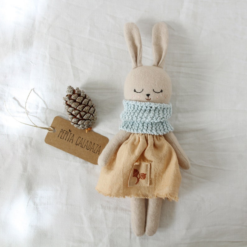 Darling stuffed bunny doll is handmade and organic by Pepita Calabaza on Etsy. Come discover Handmade Decor and Unique Finds from Etsy Award Finalists: Hello, Lovely Makers!