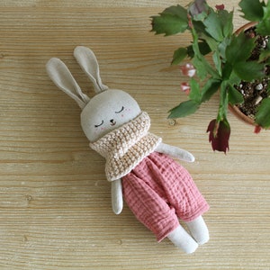 Customizable bunny doll. Easter bunny. Rabbit handmade doll. Stuffed animal. Newborn shower gift. Organic toy image 8